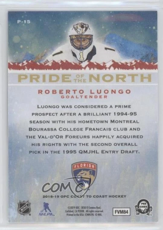 2018-19 O-Pee-Chee Coast to Canadian Tire Pride of the North Roberto Luongo HOF - Image 2 of 2