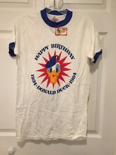 Vintage Disney Donald Duck Shirt Mens S White Ringer Walt Disney Tee NOS