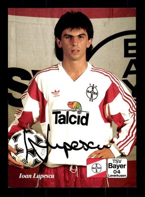 Ioan Lupescu Autogrammkarte Bayer Leverkusen 1991-92 Original Signiert