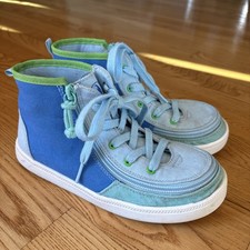 BILLY Shoes Kids Sneakers Haring Colorblock Blue Green Zipper & Lace Youth Sz 3
