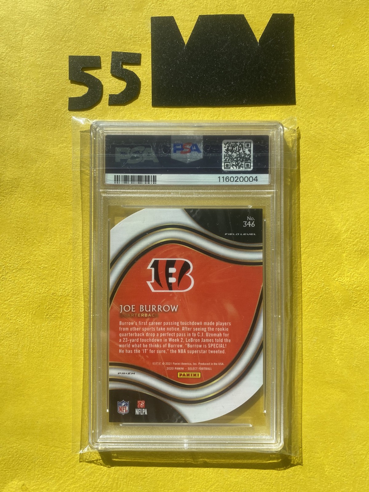 2020 PANINI SELECT DIE-CUT TRI-COLOR PRIZM #346 JOE BURROW PSA 10 view 3