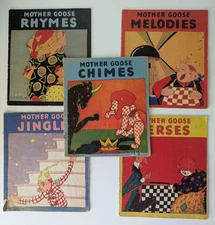 1929 Saalfield Mother Goose Lot 5 Books Art Deco Jingles Rhymes Verses Melodies 