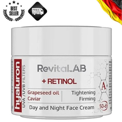 Hyaluronic acid anti-aging day and night cream with retinol, caviar and red grap
