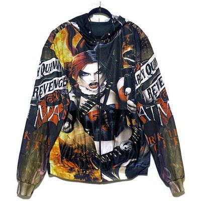 Harley Quinn's Revenge Zip Up Graphic Hoodie Jacket Men's 3XL Print Out Shop