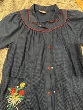 Vtg Smart Time Womens House Coat Dress Night Gown Robe Snap Front Tea Cup