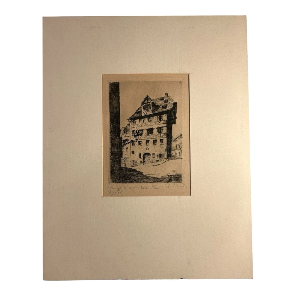 Antique Original 19th Century Etching Albrecht Durer's House Nuremburg Germany - Image 2 of 4