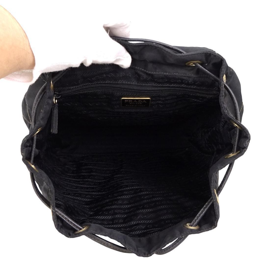 PRADA Quilted Backpack Triangle Logo Black Nylon Leather Gold Backpack Daypack thumbnail 6