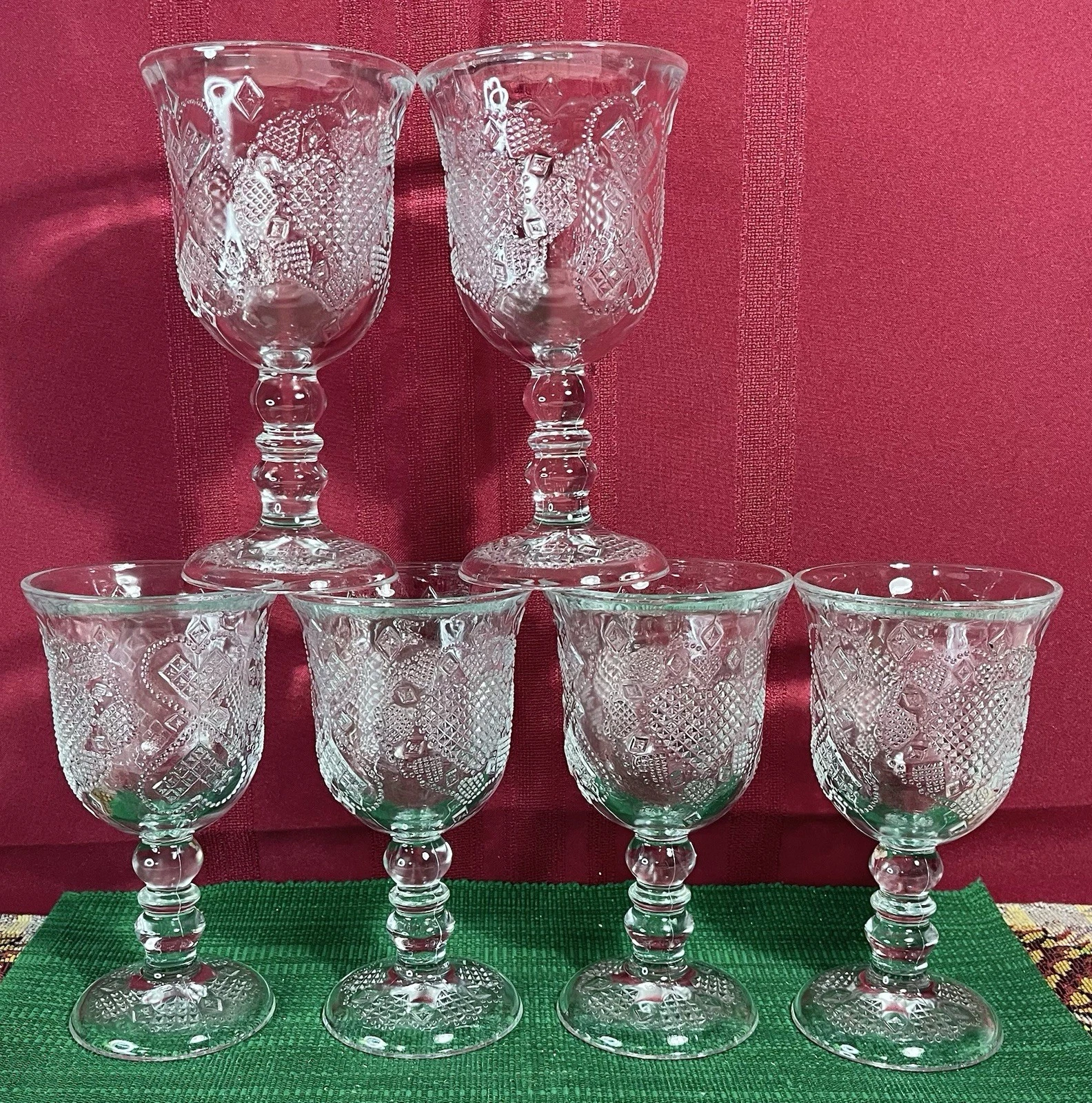 Vintage Avon Hearts And Diamonds Clear 7" Water Goblets Glasses  1978  Set of 6