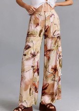 EUC Anthropologie Palazzo Utility Womens 6 Wide Leg Floral Cargo Pants Trousers