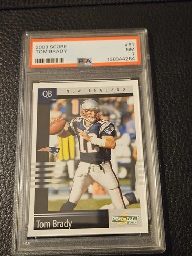 2003 Tom Brady Score Centered PSA 7
