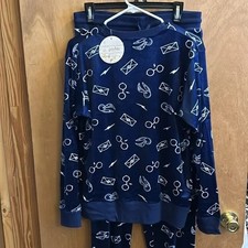 Harry Potter Jogger Pajamas soft Sleepwear White Blue Unisex Med M L NWT NEW