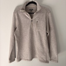 Eddie Bauer Men  s Quarter Zip Sweater Pullover Gray Size L Lightweight Knit