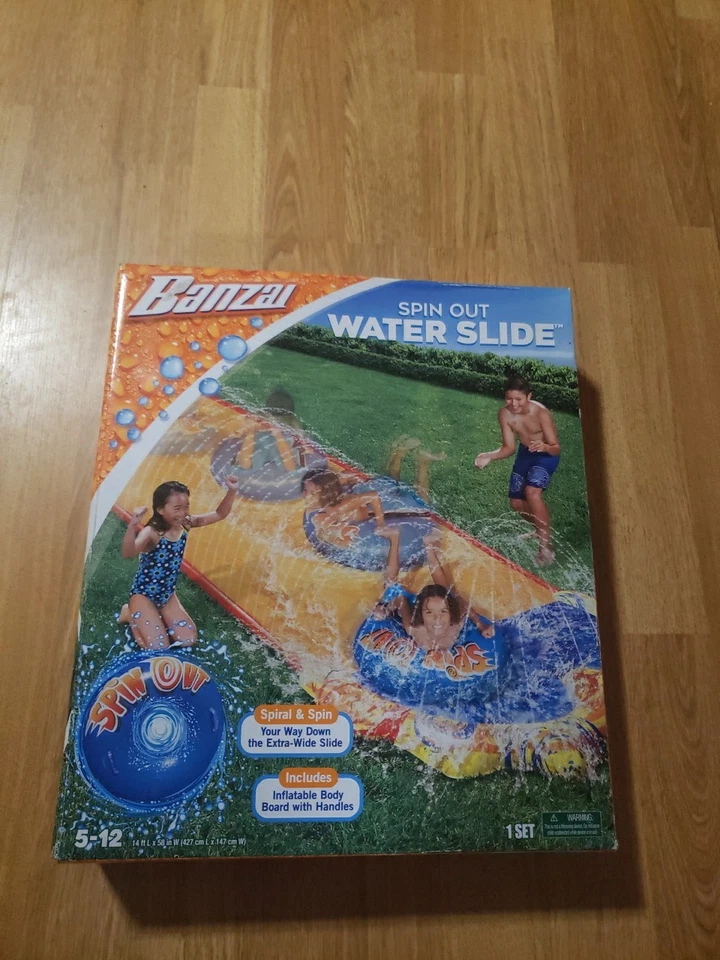 Banzai Spin Out Water Slide 14 英尺 L×58 英寸 W 1 件套全新 — 第 2/4 张图片