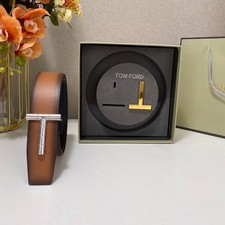Authentic Tom Ford Reversible Leather  T-Buckle Belt Luxury Designer Fashion