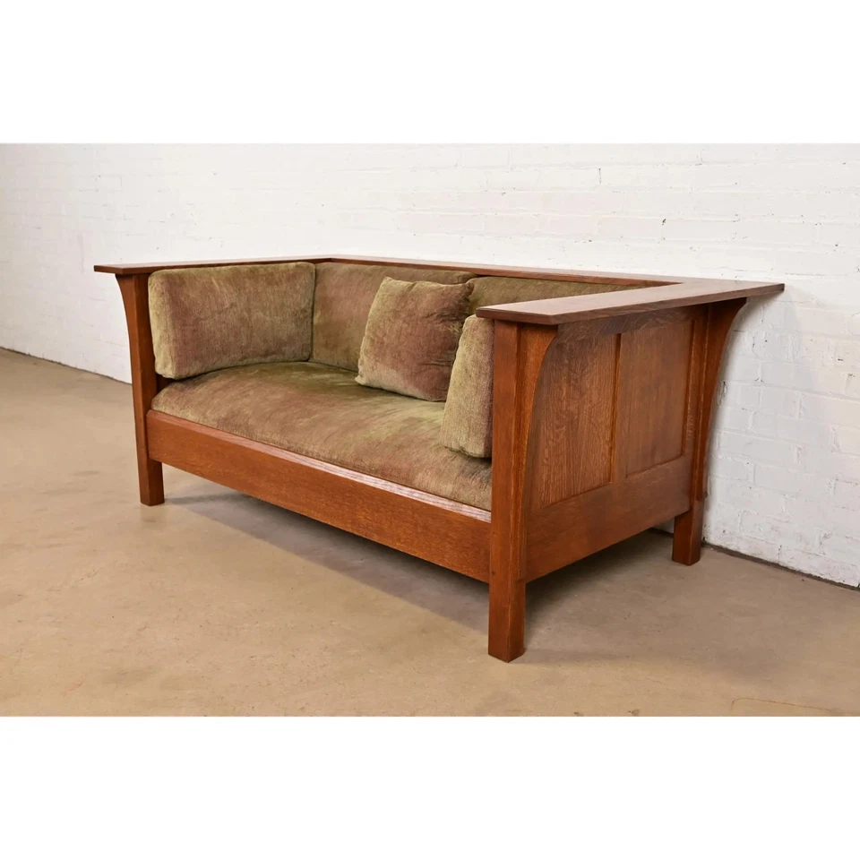 Stickley Mission Oak Arts and Crafts Settle Sofa or Loveseat - Image 3 of 4