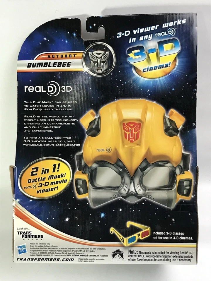 NEW 2010 Transformers Bumblebee Robo Power Cine Mask 3D Glasses Boxed - Image 2 of 2