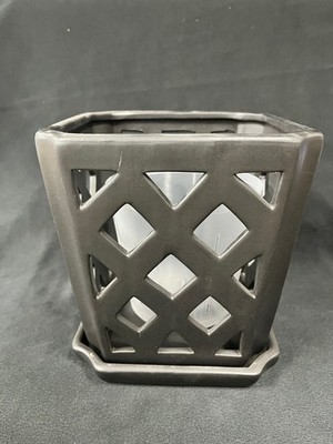 6'' Ceramic Planter  - Midnight - Square - Modern Indoor pot + Bonus Slotted Pot