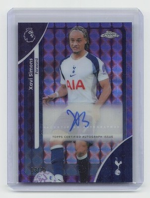 シャビシモンズ直筆サイン入りユニ(額縁付)Xavi Simons証明書 2025-26 Topps Chrome EPL #CA-XS Xavi Simons Auto Purple Geometric