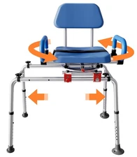 Sliding Shower Chair with Swivel Seat, Swivel Tub Transfer Bench, Shower Benc...