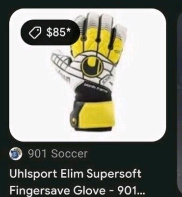 Uhlsport Elim Supersoft Fingersave Soccer Goalkeeper Glove Yellow/Black/White