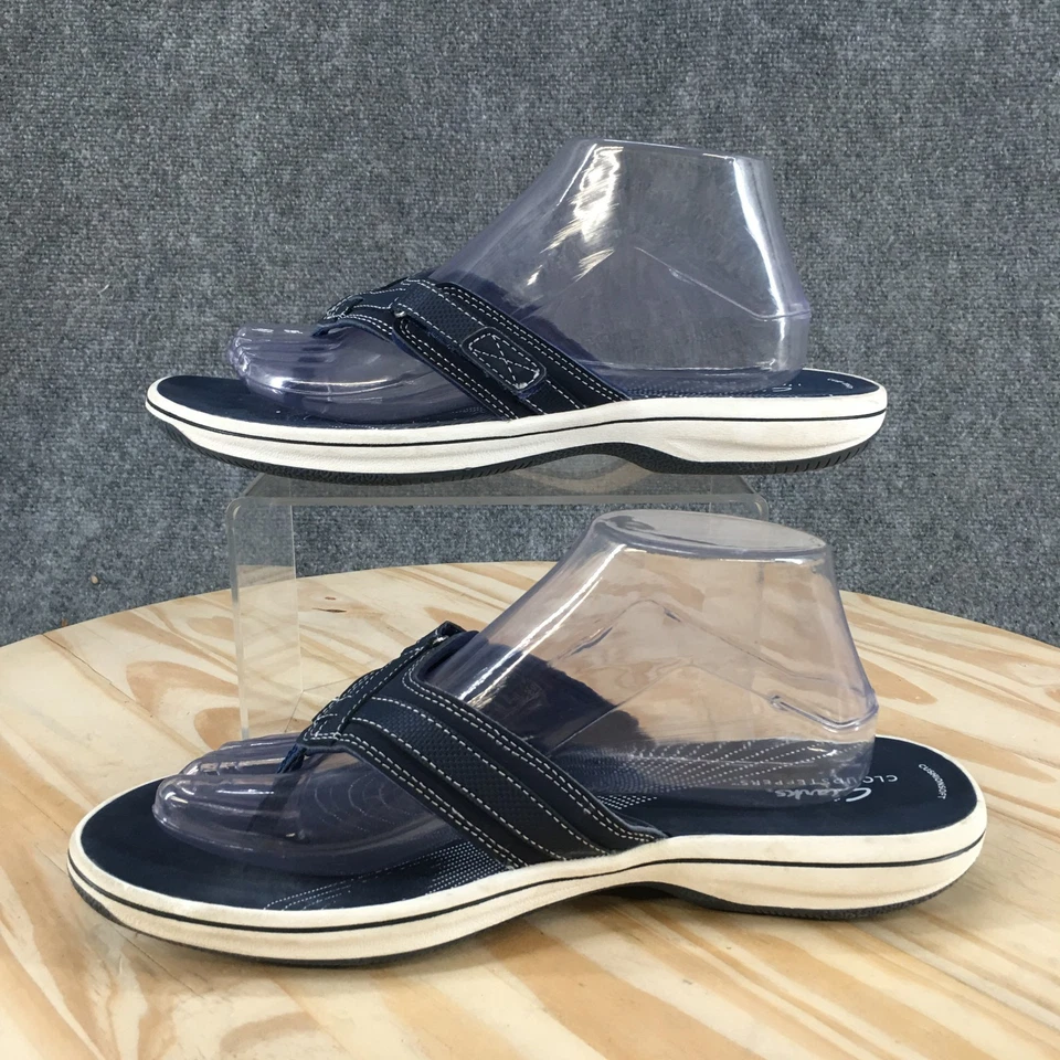 Sandalias Clarks para mujer 10 M Breeze Sea Chanclas Azul Puntera-Poste Comodidad 26125506 Foto 2 de 4