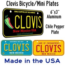 Clovis New Mexico on 6"x3" Bicycle Aluminum Plates Made in USA Your Choice