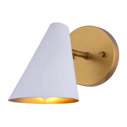 Vaxcel Lighting W0438 Pryce 7" Tall Bathroom Sconce - Matte White / Satin Brass - Picture 1 of 12