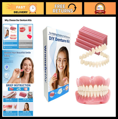 DIY Denture Kit - Complete Set for Top & Bottom Teeth, At-Home Smile Enhancement