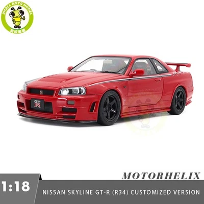 1/18 Motorhelix Nissan Skyline GT-R R34 Nismo Custom rot Diecast Modellauto
