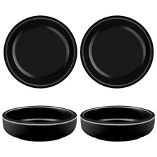 Ceramic Side Dish Set of 4 3.5-inch Black Small Porcelain Soy Dipping Bowls