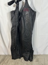 Harley Davidson schwarze Leder Chaps XL 40 Taille Nieten gesticktes Logo Biker