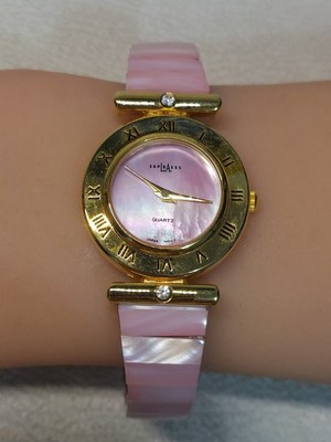 Vintage L.A. Express Pink MOP Quartz Watch, NOS w/ Box, New Battery Works