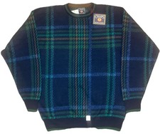 Vintage Chaps Ralph Lauren Sweater Large Cotton. Blue Green USA Deadstock 
