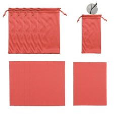 6Pcs 7.1" x 3.5" Microfiber Eyeglass Cases with Cleaning Clothes Rose Red 