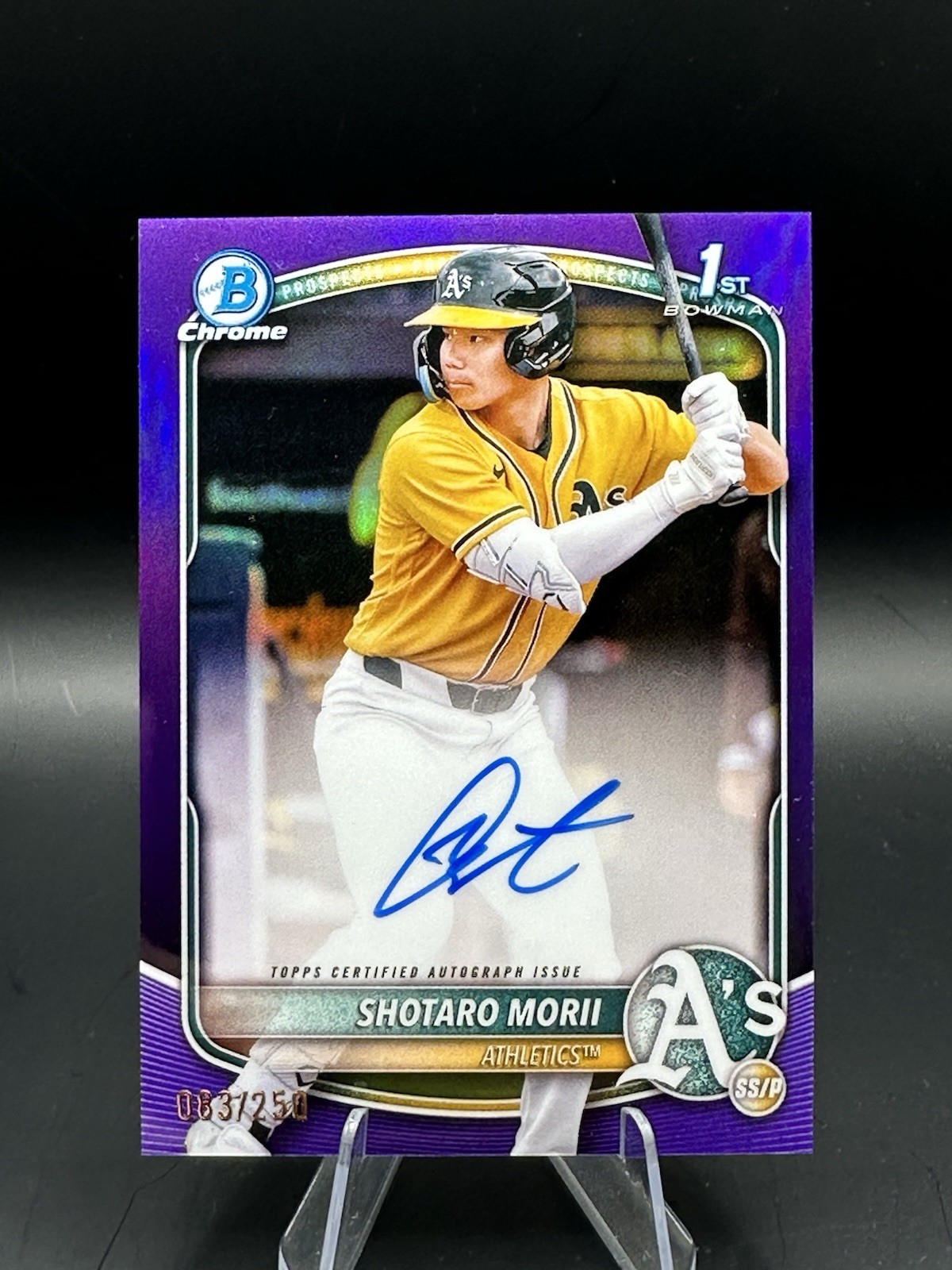 2025 1st Bowman Chrome Prospect AUTO #CPA-SM Shotaro Morii Purple Refractor /250