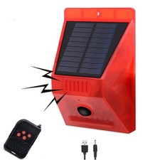Solar Outdoor Motion Sensor Alarm-129db Loud Siren Lamp Noise Maker, 4 Workin...
