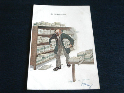 ORIGINAL SCHONFLUG SIGNIERTE POSTKARTE - BÜROANGESTELLTER, BÜROKRAT.