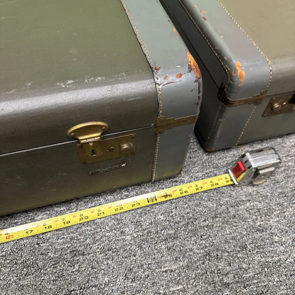 Juego De Tres - Equipaje Vintage Blanco Estrella Gris Exterior con Forro Rojo Celanés Foto 2 de 4