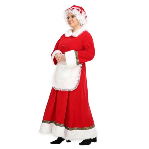 Deluxe Mrs Claus Santa Claus Christmas Long Dress Costume Xmas Outfit - Picture 4 of 15