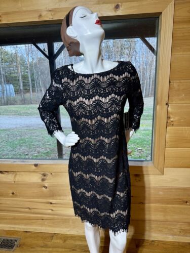 Vestido Jessica Howard Talla 8 Funda Encaje Negro Nuevo Con Etiquetas - Imagen 1 de 6