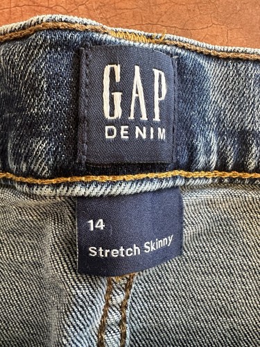 Gap Jeans Boys Denim Stretch Skinny Pants Size 14 Medium Wash Adjustable - Picture 5 of 8