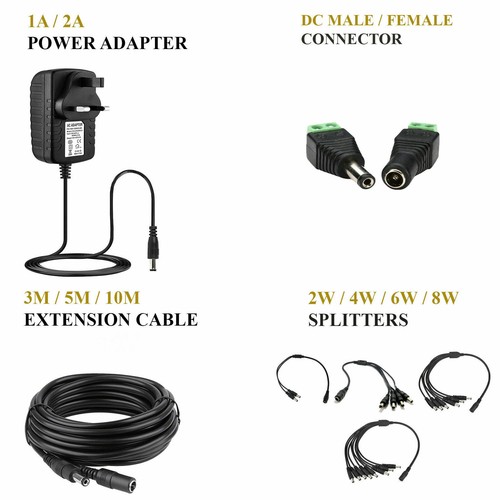 12 V 1 A 2 A AC/DC UK Netzteil Adapter Sicherheitsladegerät für LED-Streifen CCTV-Kamera - Bild 1 von 12