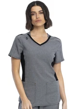 Heather Grey Cherokee Scrubs Katie Duke iFlex V Neck Top CKK817 HTGR
