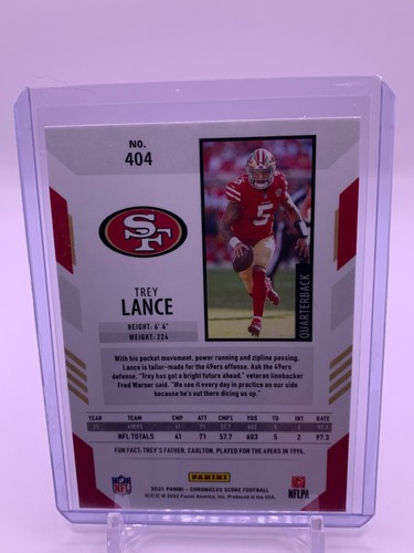 TREY LANCE RC #404 SCORE 2021 PANINI CHRONICLES FOOTBALL NFL 49ERS - Picture 2 of 2
