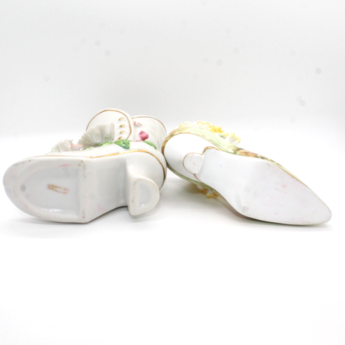 Botas de Colección Victoriana Porcelana 3D Flores Pintadas a Mano Hechas Japón Inglaterra - Imagen 4 de 4