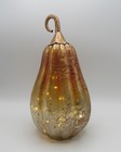 SPECKLED CLEAR ORANGE OMBRE GLASS PUMPKIN LED LIGHTED HARVEST FALL AUTUMN NEW