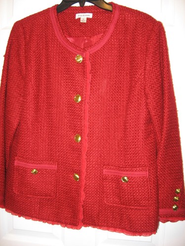 Joan Rivers ,Suit Jacket,Vintage, Red ,Lined,Goldtone Buttons,Long Slv,16 - Picture 3 of 11