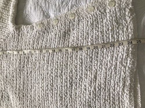 Suéter Pullover J. Jill 100% Algodón Blanco Crochet Mangas 3/4 Talla S - Imagen 7 de 7