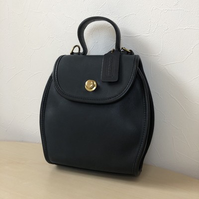 Vintage COACH DERBY NAVY BLUE Leather Top Handle Crossbody Bag  