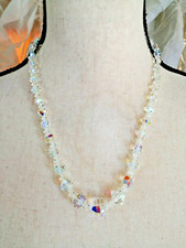 Vintage Aurora Borealis AB Crystal Necklace Sparkle 19" Hook Closure Estate
